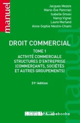 Activité commerciale, structures d'entreprise (commerçants, sociétés, et autres groupements)